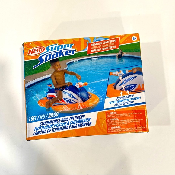 NERF Super Soaker Inflatable Pool Float - Blue and Orange - Picture 1 of 8